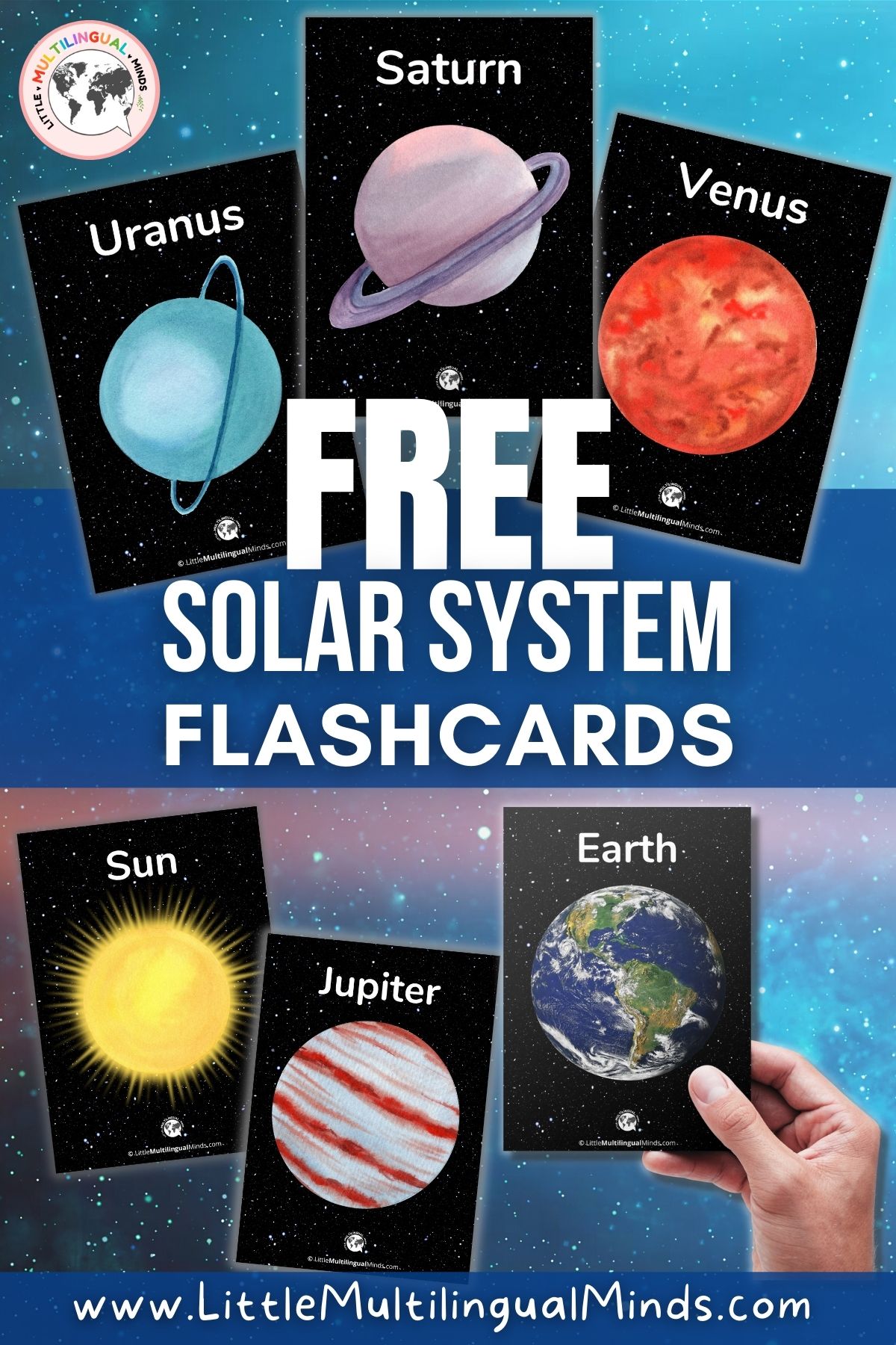 Free Printable Solar System Flashcards for Toddlers, Preschool, and Kindergarten