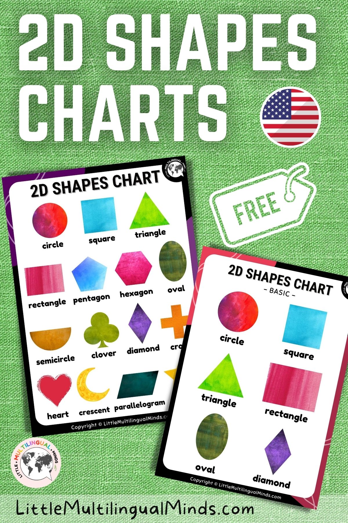 2D shapes charts for toddlers and preschoolers