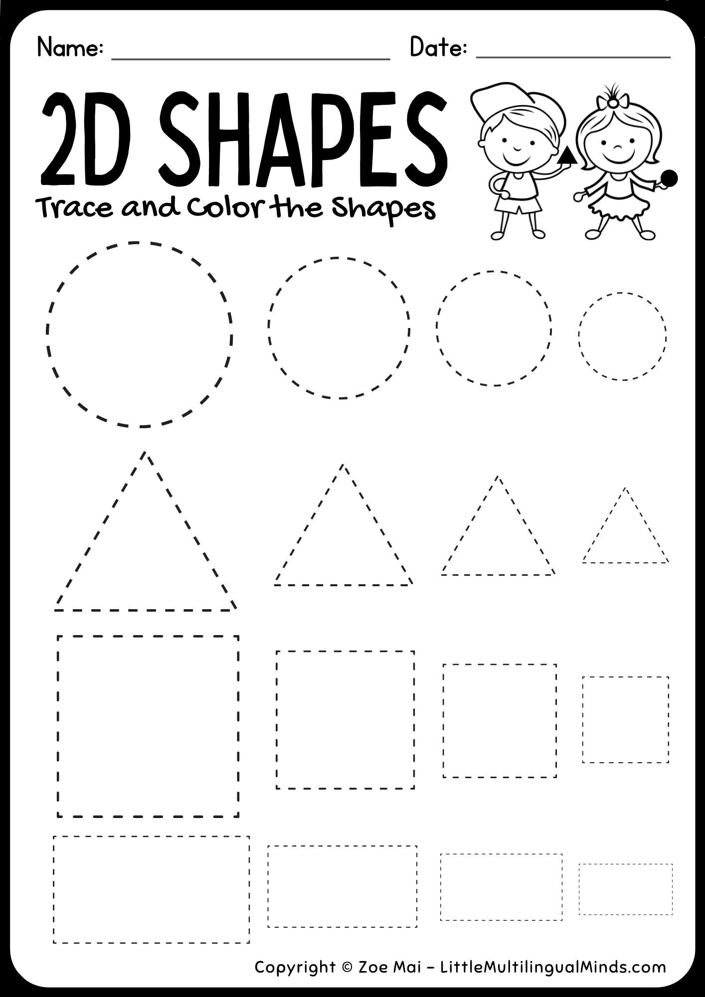 Identifying 2 Dimensional Shapes Worksheets K5 Learning - Kindergarten ...